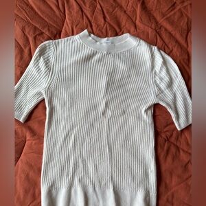 Uniqlo 3D Knit Half Sleeve Merino Wool Sweater in Off White